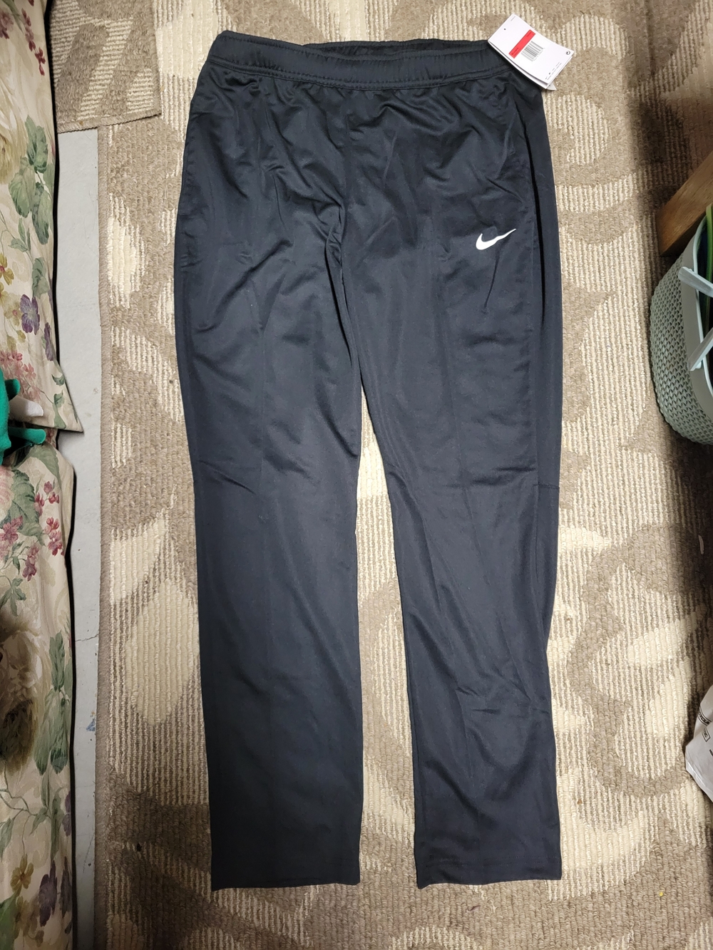 Nike Black Workout Track Pants with White Swoosh